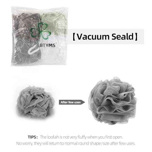 BTYMS Bath Sponge Shower Loofahs 60g Mesh Pouf Bath Scrunchies Body Wash Puff Shower Puff - Pack of 4