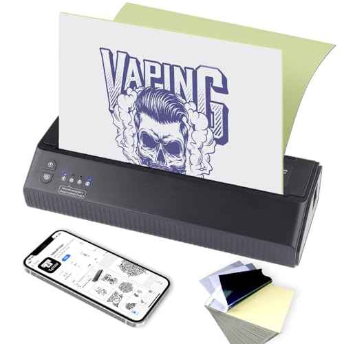 Ambition Wireless Tattoo Transfer Stencil Printer Thermal Copier Machine with 20pcs Free Transfer Paper-Tattoo Printer Kit for Tattoo Artists & Beginners Compatible with Smartphone & Pc