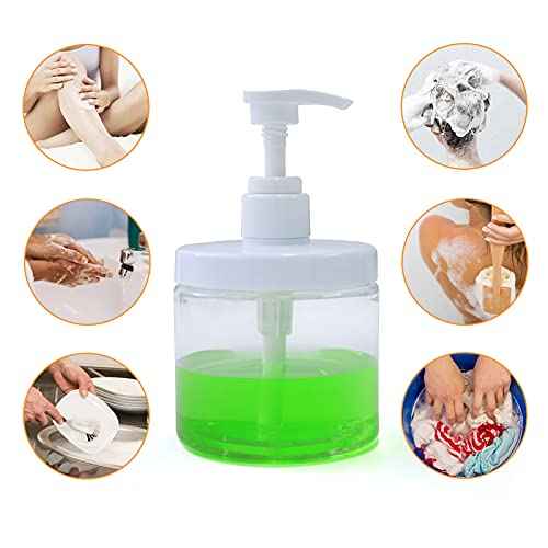 Cosywell Pump Bottle Dispenser Plastic Refillable Bottles Wide Mouth Jar Style Empty Bathroom Shower Containers for Lotion Shampoo Conditioner (Clear, 2X 500ml)