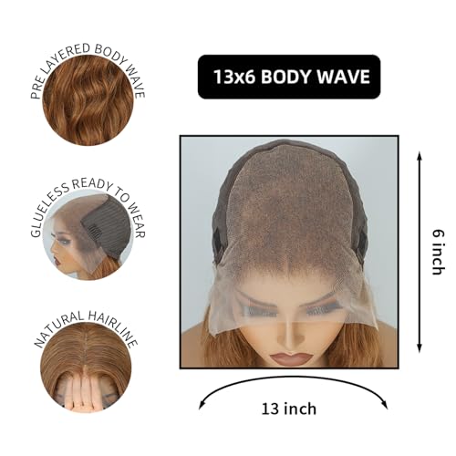 Chocolate Brown Lace Front Wig Human Hair 12A 250% Density HD Glueless Colored Brown 13X6 Body Wave Lace Front Wigs Human Hair pre Plucked with Baby Hair 24 Inch