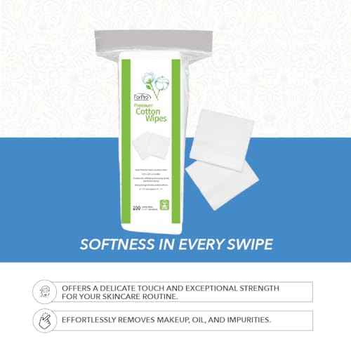 ForPro Professional Collection Premium Cotton Wipes, 100% Cotton, Extra-Soft, for Cosmetic, Nail, and Personal Care, 4¡± x 4¡±, 200-Count