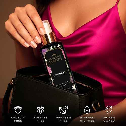 Honestly Margo Goddess Hair & Body Mist (6 Oz) ? Alluring Perfume for Women for Hair and Skin with Bergamot, Jasmine, Musk, Amber and Oud Scent ? Luxury Hair Perfume for Women & Body Spray