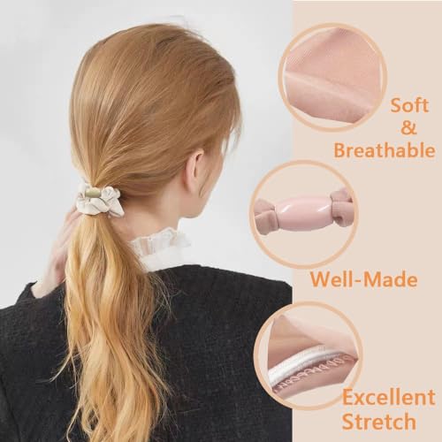 Satin Hair Tie Scrunchies for Women Small Mini Scrunchie Elastics Ponytail Holders Silk Satin Scrunchies for Curly Hair Soft No Damage Pony Tail Hair Ties with Box