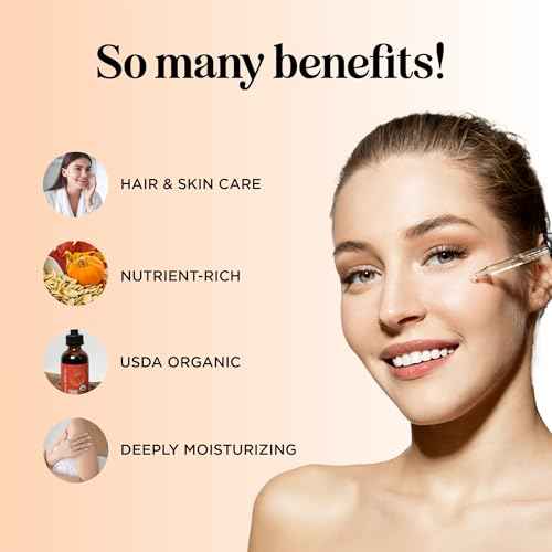 Pumpkin Seed Oil Organic Certified - 100% Pure Organic Pumpkin Seed Oil for Hair and Anti Aging Face Oil - USDA Organic Hair Oil for Dry Hair and Volume - Virgin Cold Pressed & Unrefined (4oz)