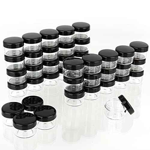 ZEJIA Polypropylene 5 Gram Cosmetic Containers 50pcs Sample Jars Tiny Makeup Sample Containers with lids (Black)