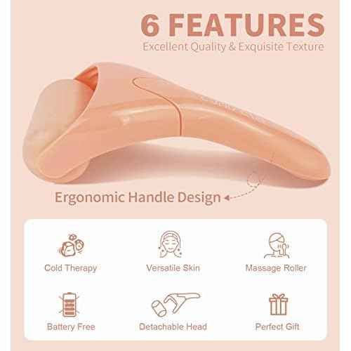 Ice Roller for Face [2-Rollers], Ice Face Roller Ice Compress Facial Roller Massager for Beauty, Calms Skin, Face Roller Skin Care Tool Woman Gifts | Apricot Pink