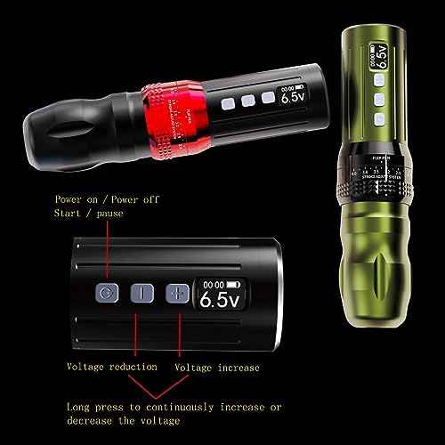 BIGWASP Z1 Wireless Rotary Tattoo Cartridge Machine Pen 2,000mAh Battery Power Tattoo Gun Coreless Swiss Motor with Adjustable 6 Strokes 2.6mm ~ 4.0mm for Professional Tattoo Supply & Artists (Grey)