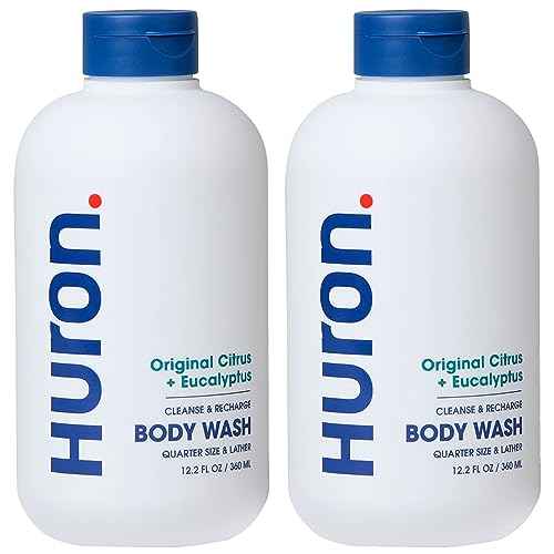 Huron Men¡¯s Moisturizing Body Wash ? Crisp & Invigorating Scent of Citrus, Eucalyptus, Mint, & Aromatic Greens - Coconut Oil, Vitamin E & Witch Hazel ? Vegan, Cruelty-Free - 12.2 fl oz (2 Pack)