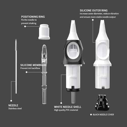 Tattoo Cartridge Needles 20pcs White Disposable Tattoo Needle Cartridges RL RS RM M1 Round Liner Shader Magnum for Rotary Tattoo Machine Pen Permanent Makeup Tattoo Supplies (3RS)
