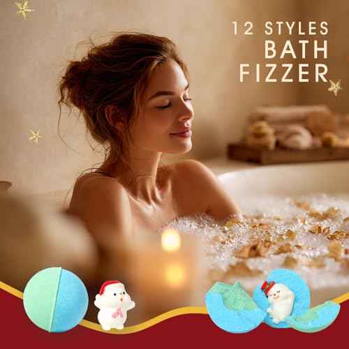12Pcs Advent Calendar Christmas Gifts for Kids Women - Christmas Advent Calendar Bath Bomb with Surprise Inside Bath and Body Gift for Sister, Wife, Mom, Son, Daughter£üChristmas Gift Set Idea for Kids