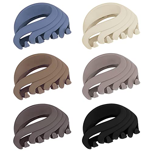 Hair Claw Clips for Women, Girls & Kids - Thin to Thick Hair, 2.6 Inch Strong Matte Flower Jaw Clips, Non-Slip Clamps with Gift Box (6 Packs)