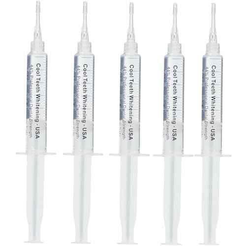 Teeth Whitening Gel for Trays - Pro Strength 44% Carbamide Peroxide, 5 Syringes (50 Treatments) + 2 Trays ? Enamel Safe, Removes Coffee & Other Stains