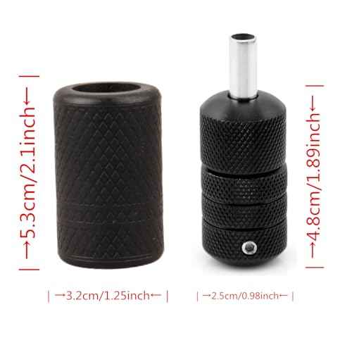 Coil Tattoo Machine Gun Iron Liner 10 Wraps Coils Shader Tattoo Kit Selflock Tattoo Grip Tube 25mm Silicone Grips Cover Tattooing Tips 5F 5R for Starter Tattooist