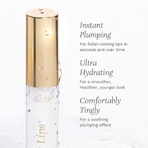 City Beauty City Lips Clear - Plumping Lip Gloss - Hydrate & Volumize - High Shine Lip Plumper - Hyaluronic Acid & Peptides Visibly Smooth Lip Wrinkles - Cruelty-Free