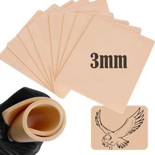 10Pcs Tattoo Skin 3MM - Urknall Fake Skin Blank Tattoo Practice Skins Double Sides Fake Skins Tattooing for Beginners and Tattoos Artists Tattooing Supplies