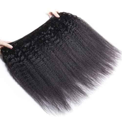 Kinky Straight Bundles Human Hair 16 18 20 Inch Natural Black Color Unprocessed Brazilian Virgin Hair Extensions