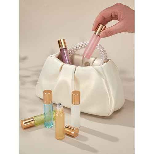 Qeuly 10ml Roll on Bottles - 6 Color Essential Oils Bottles, Thick Glass with Stainless Steel Roller Balls, Empty for Aromatherapy, Perfumes and Lip Balms