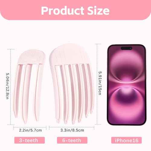 2PCS Volumizing Hair Clips for Women, Hair Volume Clip Styling Tools Volumizing Comb for Fluffy Bangs Clips for Root Lift, Root Booster Clips, Pink