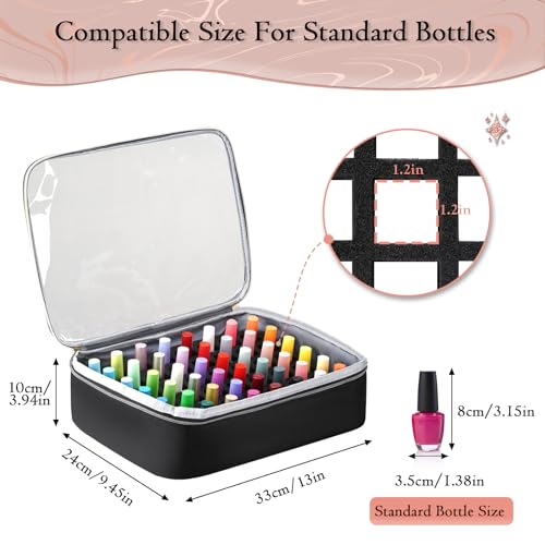 YOREPEK Extra Large Nail Polish Organizer Case Holds 96 to 100+ Bottles (15ml/0.5 fl.oz) UV lamp, Gel Polish Travel Case Bag with 2 Removable Pouches Fits Nail Suppiles, Gift for Manicurist, Girls