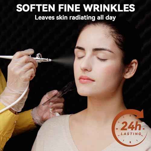 OPHIR Airbrush Makeup, Air Brush Kit with Air Compressor, 7x30ml Airbrush Foundation, 13x10ml Airbrush Blush Eyeshadow, Concealer & Loose Powder for Movie Stage Wedding Party Spray Makeup Airbrush