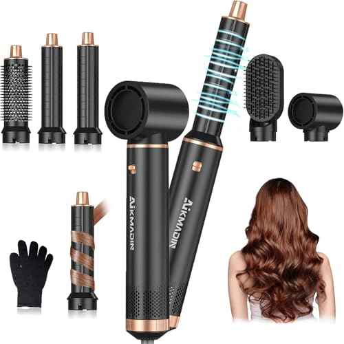 5 in 1 Air Wrap Hair Styler, Upgrade Blow Dryer Brush Hair Dryer Brush Air Curler, Detachable Hot Air Brush Negative Ion Curling Brush Iron