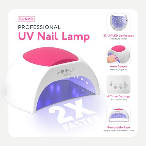 SUNUV Gel Nail Polish Kit with UV Light for Nails SUN2C 16 Colors Gel Polish Sets, Base and Top Coat with 8 PCS Manicure Tools Gift for Women
