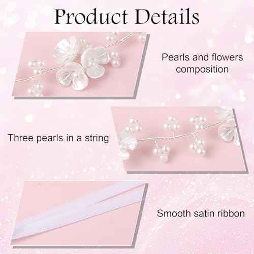 Flower Girl Headpiece Flower Crown for Girls White Wedding Headband Pearl Flower Girl Hair Accessory for Birthday Party First Communion