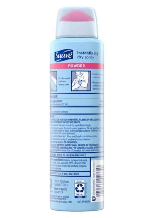 Suave Dry Spray Antiperspirant Deodorant For Quick and Easy Sweat Protection Powder Fresh 48 hour Protection 3.8 OZ, 12 Count