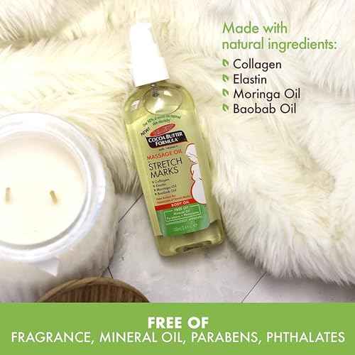 Palmer's Cocoa Butter Formula Massage Oil for Stretch Marks and Pregnancy Skincare, 3.4 Ounces