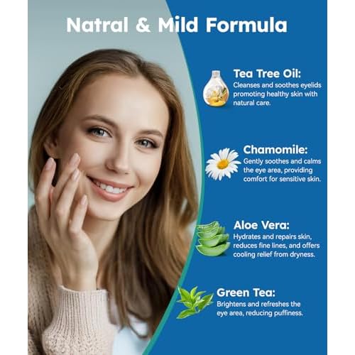 Eyelid Cleansing Wipes for Dry Eye & Blepharitis, Tea Tree Oil Hypoallergenic Eye Wipes for Sensitive Itchy Eyes, Individually Wrapped Eyelid WipesTravel Essentials (30 Count)