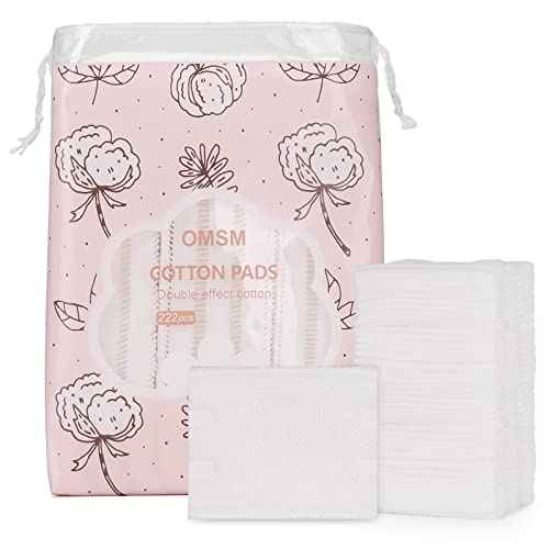 Cotton Pads, Facial Lip & Eye Makeup Remover Pads,100% Pure Cotton Effective Cosmetic Cotton Squares,Hypoallergenic, Lint-Free(222PCS)