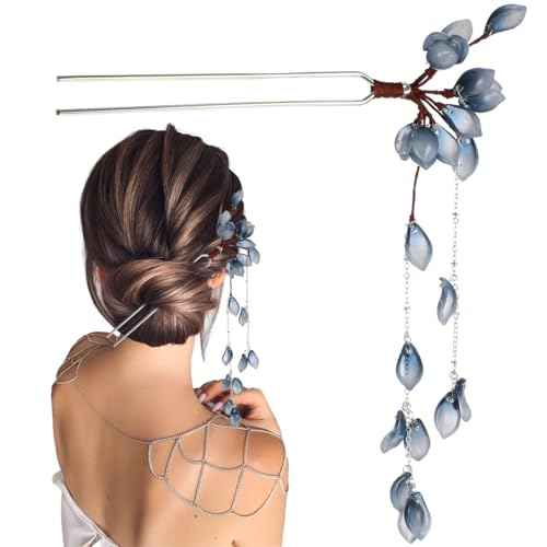 Chinese Hair Stick for Buns Flower Metal Hair Chopsticks for Women and Girls Chinese Hanfu Costume Retro Fancy Headpieces Accessories