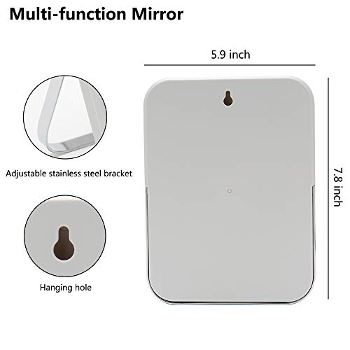 YEAKE Table Desk Vanity Makeup Mirror,8-Inch Portable Folding Mirror with Metal Stand 90¡ÆAdjustable Rotation Tavel Make Up Mirror Hanging Bathroom for Shower Shaving(Gray)