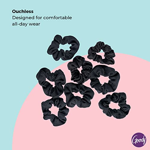 Goody Ouchless scrunchie, Black, 8 Count (Pack of 1)
