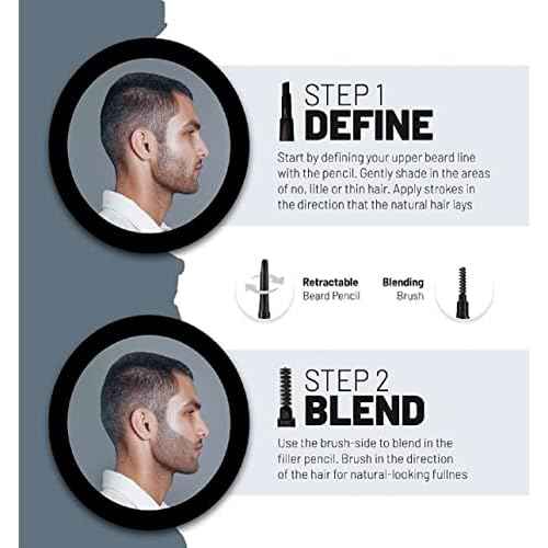 VOID Homme Gray Beard Pencil Filler for Men, Set of 4 - Instantly Covers Bald Spots & Thinning Hair, Waterproof, Sweat & Smudge-proof, Undetectable Hair Loss Solution for Gray Beards, Natural Look