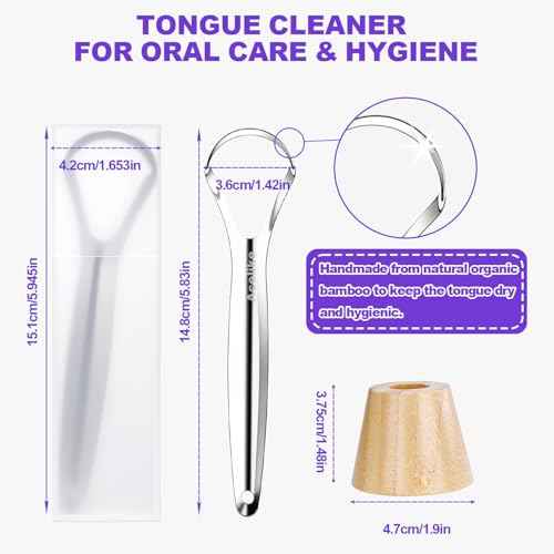 Tongue Scraper for Adults with 2 Holder and 2 Travel Case, Metal Tongue Scraper for Tongue Cleaning and Reducing Bad Breath,100% Stainless Steel Tongue Scraper, Tongue Cleaner for Adults