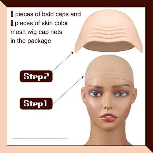 Syhood 2 Pieces Halloween Bald Cap Makeup Latex Bald Head Wig Caps Cosplay Costume for Adults