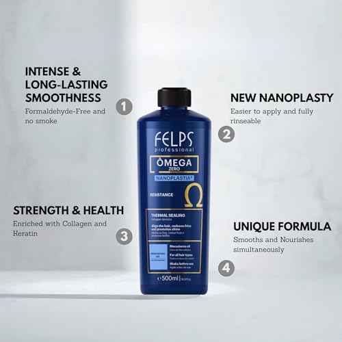 Felps Professional Omega - Thermal Sealing and Zero Unique Nanoplasty - Straightening & Smoothing Hair Treatment - Brazilian Keratin Blowout - Formaldehyde Free 1L/33.81oz