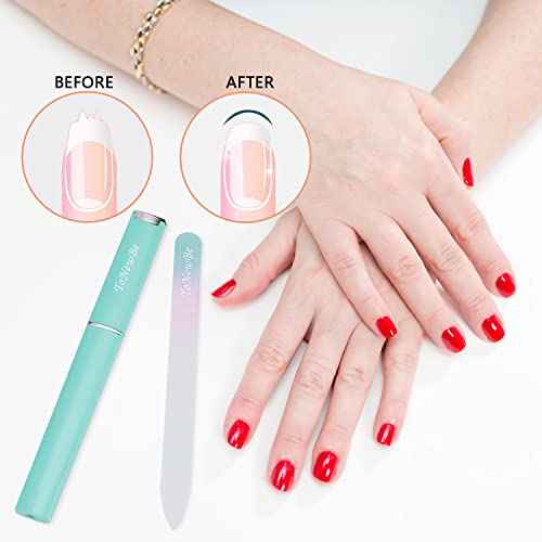 3PCS Glass Nail File in Case, Glass Fingernail File, Christmas Gifts Stocking Stuffers, Double-Sided Etched Crystal Nail File for Nail Art & Nail Care