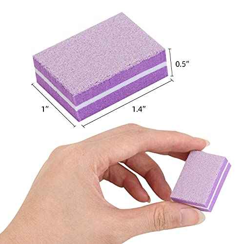 50 Pcs Mini Nail Buffer 180/100 Grit Buffing Blocks for Acrylic Nails Care,Purple