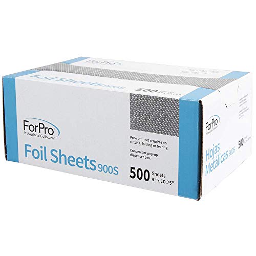ForPro Professional Collection Embossed Foil Sheets 900S, Aluminum Foil, PopUp Dispenser for Hair Color Application and Highlighting, Food Safe, 9¡± W x 10.75¡± L, 500 Count