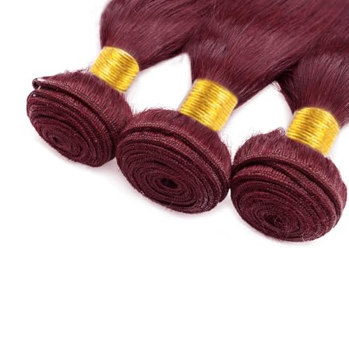 99J Human Hair Bundles 12 14 16 inch Wine Red Straight 3 Bundles Burgundy Bundle Human Hair Extensions for Women