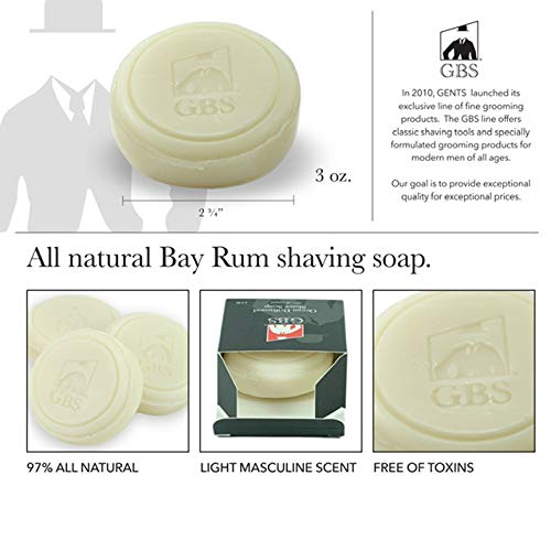 G.B.S Men's Ceramic Shaving Mug with Knob Handle and Pack of 3 Natural Soaps