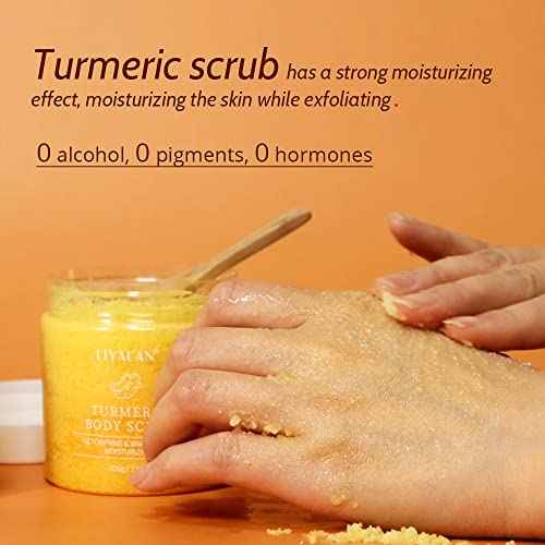 Liyalan Turmeric Body Scrub Moisturizing and Exfoliating Body, Face, Hand, Foot Scrub,Nourishes Skin,Deep Cleansing 7.8oz