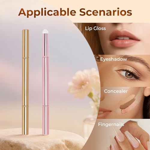 Unaone 2Packs Lip Brush for Lipstick, Dual-Ended Silicone & Bristle Tips Lip Makeup Brush, Lipstick Brush for Lip Gloss