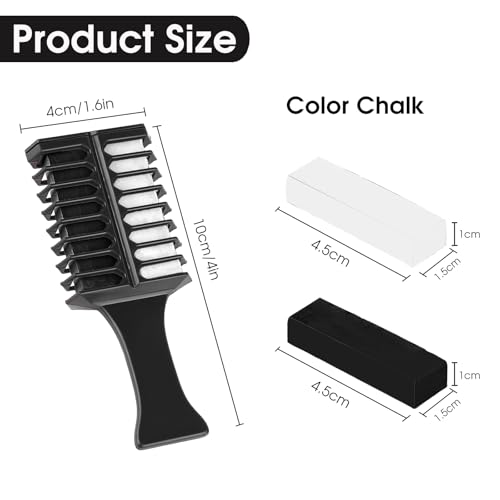 Hair Chalk for Kids Girls, Black White Temporary Hair Color Dye, Washable Hair Chalk Comb - Kids Hair Dye Makeup For Party Halloween Christmas Birthday Cosplay Festivals