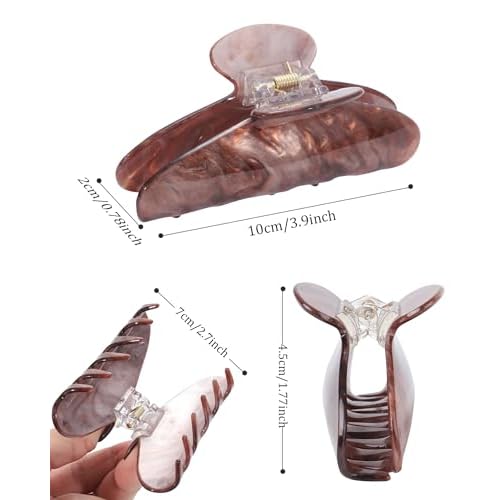 4Pcs Large Acrylic Hair Claw Clips - Strong Hold Thick Hair Banana Barrettes for Women Girls (Hair Clips, Banana