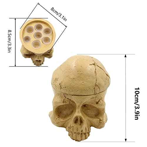 Skull Tattoo Ink Cup Holder - Yangna Skull Head Tattoo Ink Cap Holder 7 Holes Stand Hard Resin Pigment Cap Holder