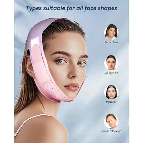 V-Line Sculpting Face Mask ? Silicone Chin Strap for Jawline Tightening & Double Chin Reduction (23-27 Inches) (BLUSH)