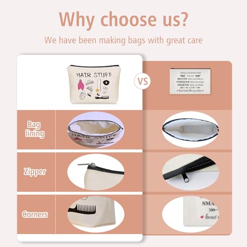 Hair Stuff Makeup Bag Gifts: Hair Accessories Themed Cosmetic & Toiletry Organizer Pouch For Teen Girls & Women Hairstylist Sisters, Friends.Ideal Gift For Travel, Birthdays, & Christmas.
